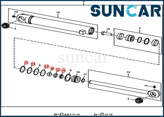 Sello Kit Fits 35D 17D JOHN DEERE del cilindro de la abrazadera del cubo del equipo AH158827 del cilindro hidráulico