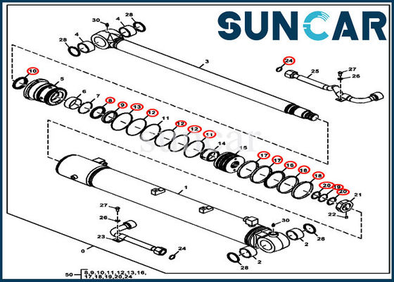 Los equipos del sello de FYD00006229 Deere resuenan servicio Kit For Excavator 75G del reemplazo del cilindro