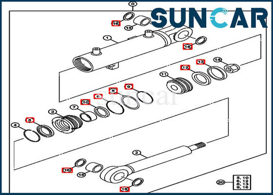 4632462 excavador Replacement Service Kits de Kit Deere 75C 85G del sello del cilindro de cuchilla