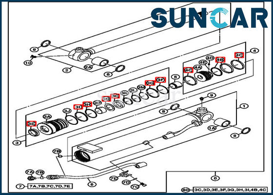 sello Kit Fits de la reparación del auge de 17D JOHN DEERE 4667615 35 milímetros Rod cilindro del diámetro interior de 60 milímetros
