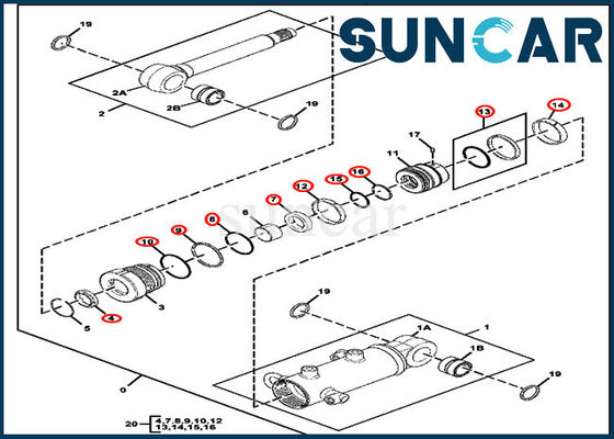 Sello Kit Fits For 17D John Deere Excavator Parts del reemplazo del cilindro de cuchilla FYD00003886