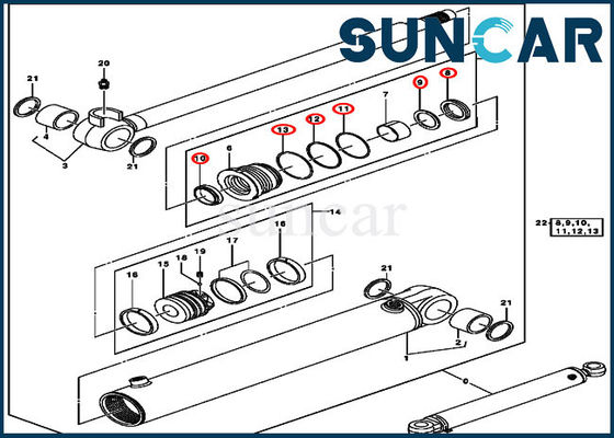 0843808 excavador Boom Swing Service Kit Hydraulic Cylinder Seal Kit para John Deere 50C