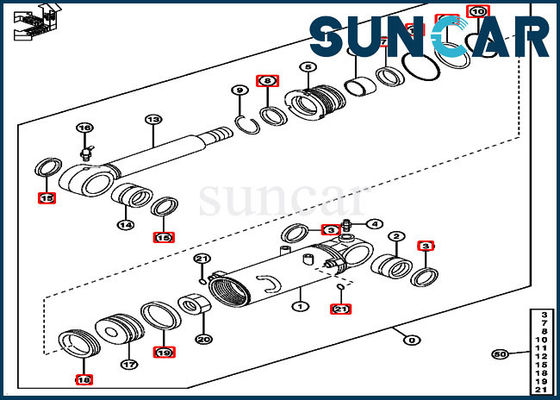 equipos de Hydraulic Replacement Service del excavador del equipo 4622067 del cilindro de cuchilla de 50D Deere