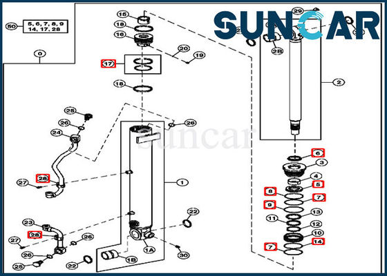 Reparación Kit John Deere Wear Resistance Kits del sello del cilindro del auge de 4634038 reemplazos