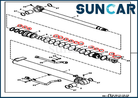 Auge hidráulico del equipo FYD00000071 del sello del cilindro que sella a Kit Fits 50D 50G John Deere