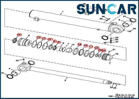 Excavador Repair Sealing Kit de los equipos del sello del cilindro del brazo de JOHN DEERE FYD00000072