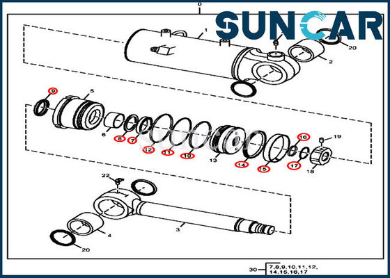 Equipos del servicio del cilindro hidráulico de Kit John Deere 50D 50G del sello de la elevación de la cuchilla FYD00000075