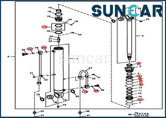 La reparación Kit Cylinder Oil Seal Kits del sello de 4687560 brazos cabe el excavador Models 60D John Deere