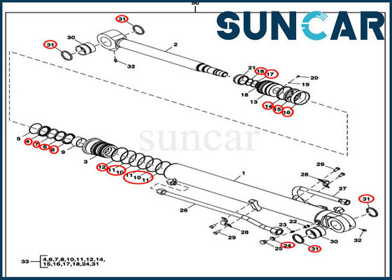 Sello Kit Replacement Service Kit For John Deere 60D 60G del cilindro del brazo FYD00000086