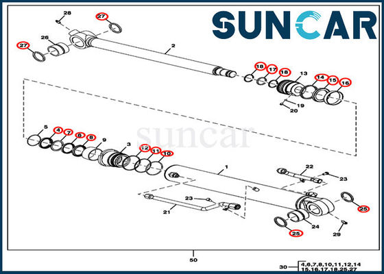 Sello Kit Fits 60D 60G John Deere del cilindro del reemplazo del cubo FYD00000087