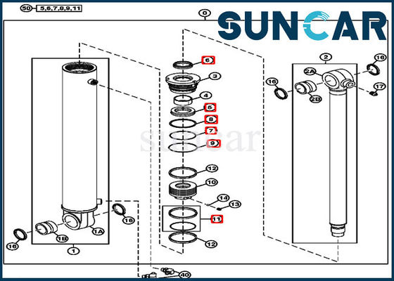 Equipo de reparación del cilindro del oscilación del auge 4687561 John Deere Replacement Seal Kit