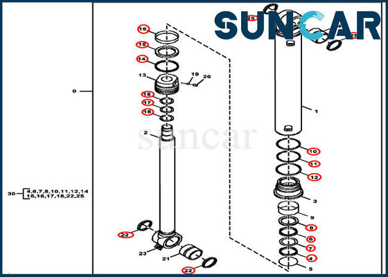 equipo del servicio del cilindro hidráulico del oscilación del auge del equipo FYD00003234 del lacre de 60G Deere