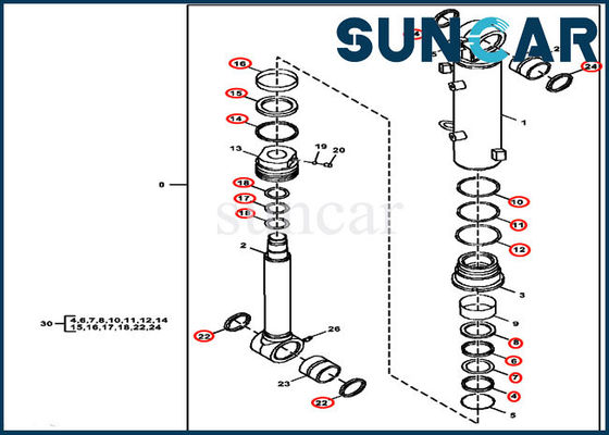 sello Kit Blade Cylinder Sealing Kit de la reparación de las piezas FYD00003245 de 60D 60G Deere