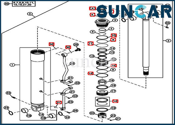 Reparación Kit Boom Replacement Kits Fits John Deere 75D 85D del sello de 4663491 cilindros