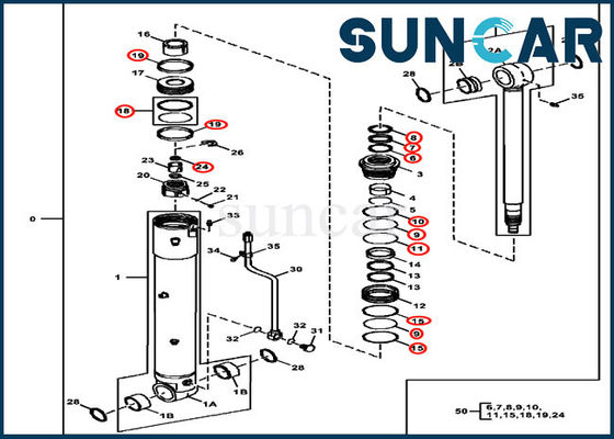 Reparación del cilindro de 4696459 oscilaciones que sella equipos hidráulicos del sello de aceite del CYL de Kit Deere 85D 85G