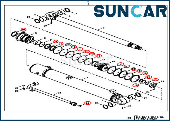 Modelos del equipo de Kit Excavator Service Kit Fits John Deere 85D del sello del cilindro del auge FYD00006231