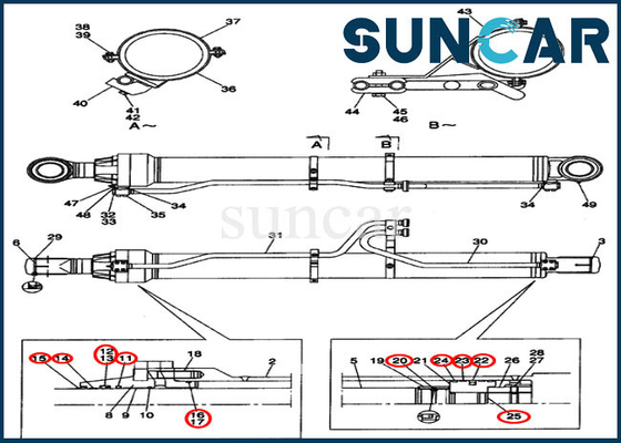 Sello de la maquinaria del caso CX800 de Kit Hydraulic Rebuild Kit Fits del sello del cilindro del auge LZ00312