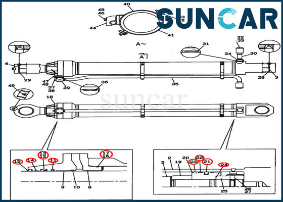 Equipo de Hydraulic Arm Sealing del excavador de la caja del equipo CX800 del servicio del cilindro del cubo LZ00313
