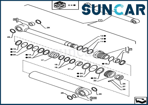 El servicio Kit Boom Repair Seal Kit del cilindro LZ012020 cabe el CASO del SENIOR de los modelos CX80C CX75C