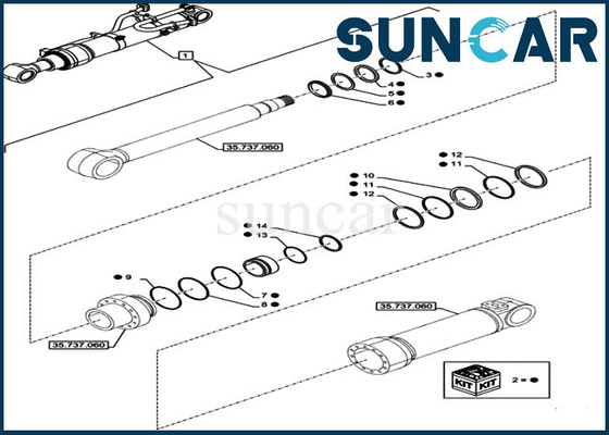 CAJA del excavador CX750DRTC de Kit Cylinder Service Kit Fits de la reparación del sello del brazo LZ014960