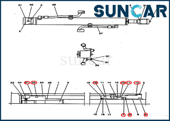 Piezas de recambio del CASO de Kit Excavator CX25 del sello del cilindro del auge PV01V00039R300