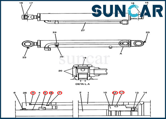 CAJA del excavador de Kit Fits CX47 de la reparación del sello del cilindro de los equipos de reparación del cubo PH01V00016R300