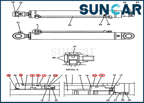 Excavador Engineering Construction del caso de Kit Fits CX47 del sello de la reparación del cilindro del oscilación PH01V00014R300