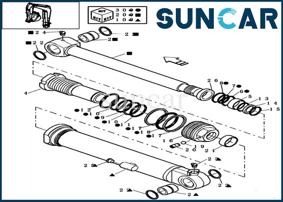 Lleve el sello del brazo de la resistencia 72275472 que Kit Fits ENCAJONA el excavador Cylinder Service Kit de CX16B