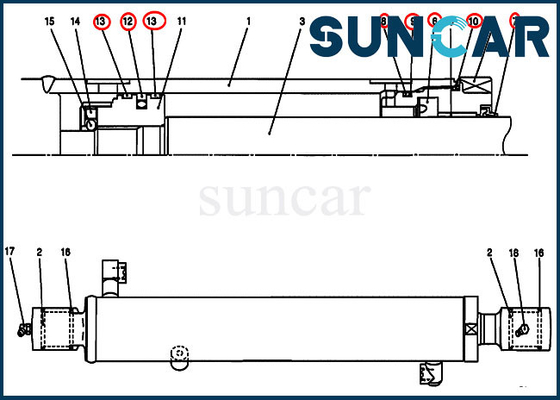 Piezas de la construcción del caso de Kit Fits CX27B CX17B del sello del brazo del equipo PV01V00045R300 del lacre del cilindro