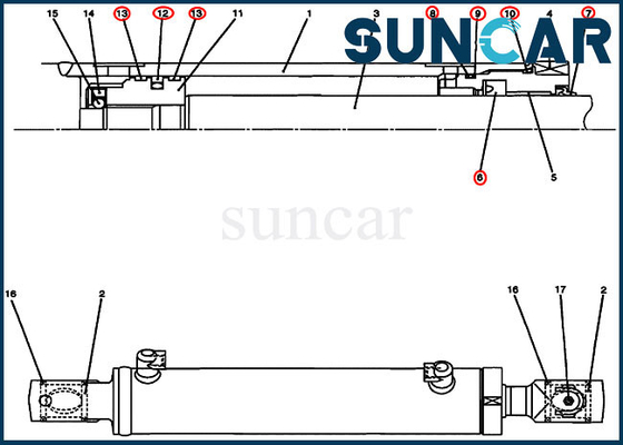Excavador de Kit Fits Model CX17B de la reparación del sello del cilindro del oscilación de los equipos PU01V00028R300 del OEM del CASO