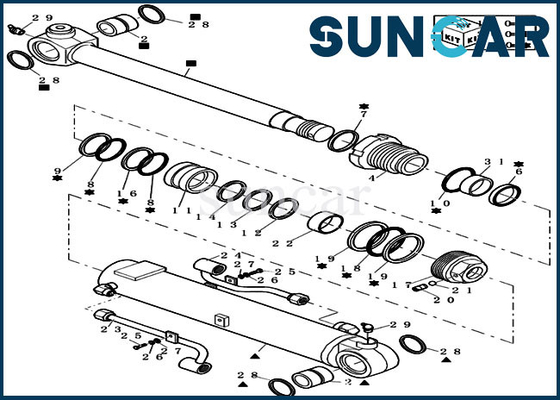 Modelo del CASO CX20B CX22B de Kit Fits de la reparación del sello del cilindro del brazo del auge de Mini Crawler Excavator 72282756