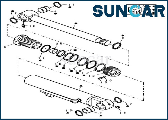 Piezas de recambio de Mini Crawler Excavator Case Cylinder del equipo 72280251 del sello de la reparación del cubo de CX31B
