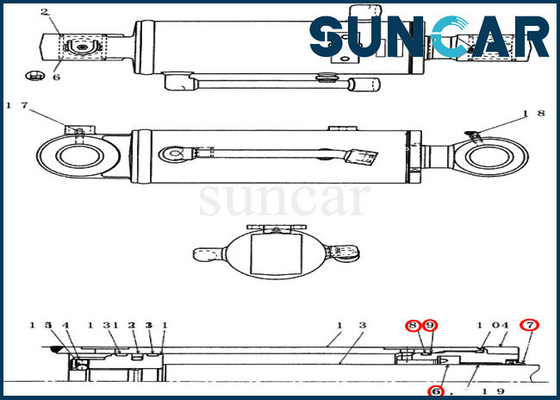 Excavador Sealing Kit del CASO CX36B CX31B de Kit Fits de la reparación del sello del cilindro del dormilón PX01V00043R300