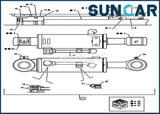 Equipos del cilindro hidráulico de la CAJA CX36B CX31B del equipo del sello de la reparación del dormilón de Mini Excavator PX01V00073R300