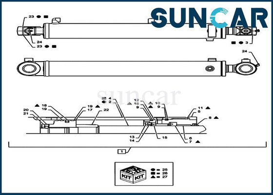 Maquinaria del caso de Kit For Excavator CX36B del servicio del cilindro del equipo PX01V00069R300 del sello del auge