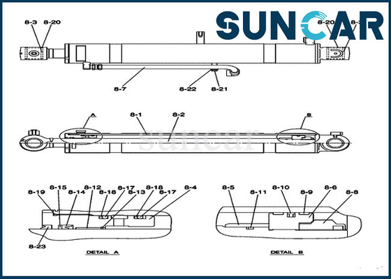 Excavador compacto Boom Seal Kit de la caja del equipo de reparación del sello del cilindro hidráulico PY01V00043R400 CX50B