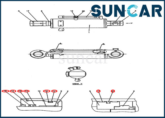 Cilindro hidráulico completo del dormilón del equipo PY01V00040R300 del sello que sella piezas del caso de la reparación de Kit For CX50B