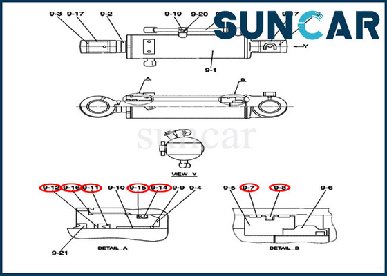 Equipo del servicio del reemplazo del cilindro hidráulico de Kit Case Model CX50B del sello de la reparación del dormilón PY01V00040R400