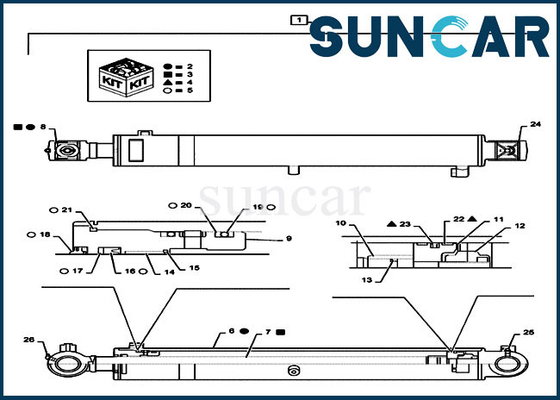 Equipos del equipo PS01V00001R300 Mini Crawler Excavator Hydraulic Cylinder del sello del CYL del auge del caso de CX55B