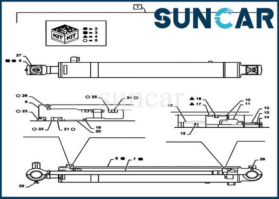 Excavador Model CX55B de la correa eslabonada del CASO de Rod Seal Kit Fits del pistón del cilindro del brazo PS01V00002R400