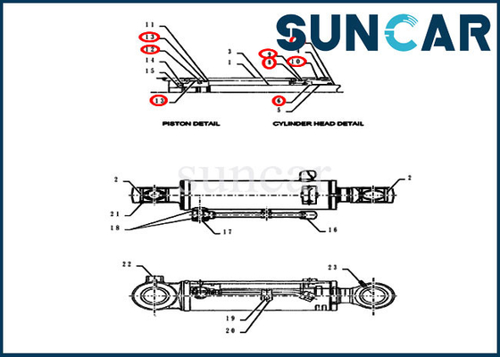 Excavador Cylinder Replacement Kits de la CAJA del equipo CX55BMSR del sello de la reparación del dormilón PY01V00052R300