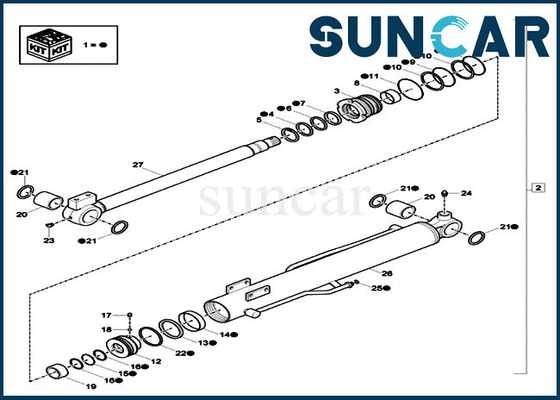 El caso XKCC-01524 de CX17C resuena el equipo XKCC01524 Mini Excavator Cylinder Service Kit del lacre del CYL