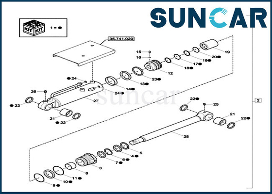 Equipos del cilindro hidráulico del equipo XKCC00458 del sello de la cuchilla del dormilón del OEM del caso XKCC-00458 para el excavador de CX18C