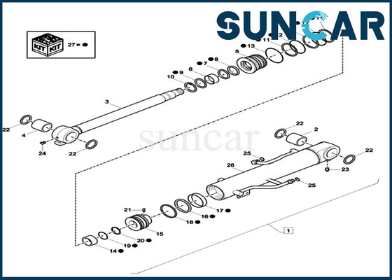 Caso Mini Crawler Excavator de Kit Fits Model CX26C de la reparación del sello del equipo XKCD01373 del sello del CYL del auge XKCD-01373