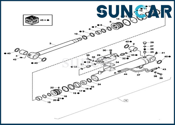 Los equipos del reemplazo del cilindro del cazo de Repair Seal Kit XKCD-03427 XKCD03427 del excavador caben el caso CX26C