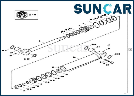 Equipo del servicio hydráulico del OEM de Kit Case CX33C CX37C del sello del cilindro del cazo de XKCC-01438 XKCC01438