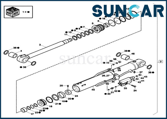 Equipo del servicio del reemplazo del cilindro del CASO CX60C CX57C de Boom Seal Kit XKCD03336 del excavador XKCD-03336
