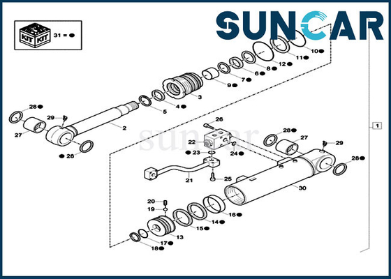 Caso de Kit For Excavator CX57C CX60C del servicio del cilindro de cuchilla del dormilón del equipo XKCC-00327 XKCC00327 del sello de la válvula de seguridad