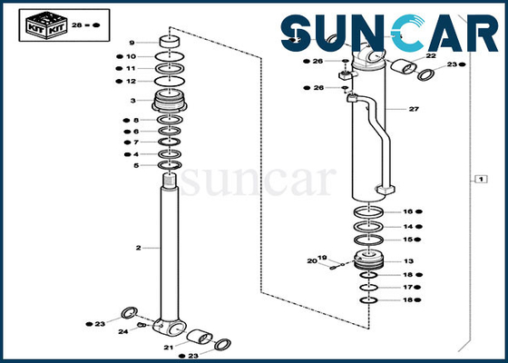Excavador Replacement Cylinder Kit de la CAJA CX60C del equipo del sello de aceite del oscilación del auge de XKCC-01002 XKCC01002