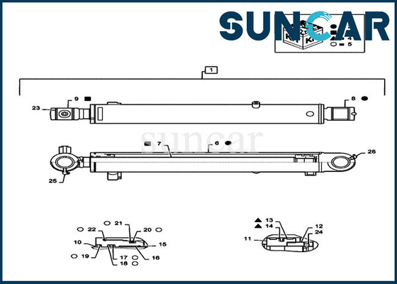 Equipo de Hydraulic Cylinder Service del excavador de Kit Case Parts CX55B del sello de la reparación del cubo PS01V00003R400